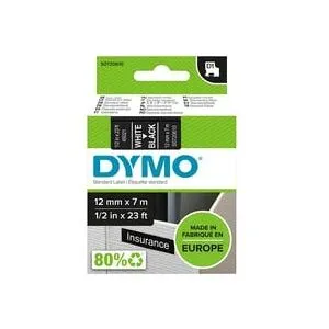 Dymo D1 ORIGINAL Schriftband, weiß auf schwarz, 12mm x 7m