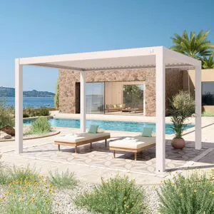 PRIMEYARD 3x4m Pergola, Lamelltak, vit - (400117)