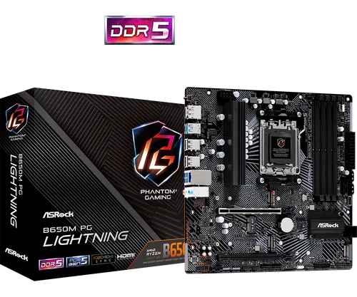 ASRock B650M PG Lightning Motherboard Micro ATX AM5 Socket DDR5