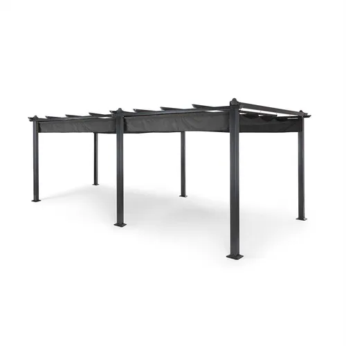 Blumfeldt Pantheon 3x6 Pergola Vordach 3x6m Aluminium Sonnendach Polyester grau