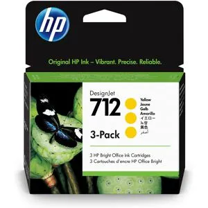 Pack de 3 cartouches encre Jaune HP N°712 29ml 3ED79A