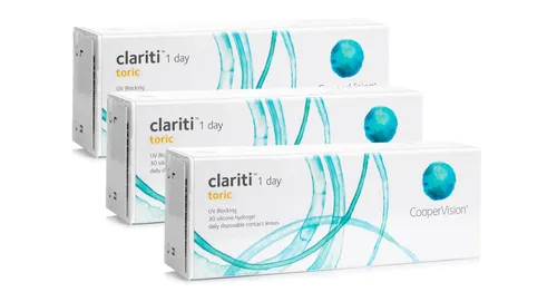 Clariti 1 day Toric (90 lentillas) - lentillas desechables diarias, tóricas hidrogel de silicona deporte, Somofilcon A