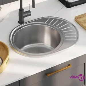 vidaXL Keittiön tiskiallas siivilällä ja hajulukolla ruostumaton teräs