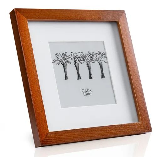 Casa Chic Bristol Bilderrahmen Glasscheibe 20 x 20 cm mit Passepartout Echtholz