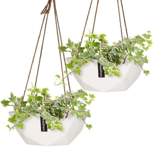 Blumfeldt Laren Blumenampel Ø 28 cm Polystone mit Naturseilen 2er-Set