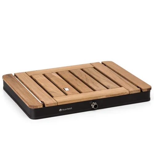 Blumfeldt Sumatra Teak Square Gartendusche Aluminium Teakholz Tragegriff