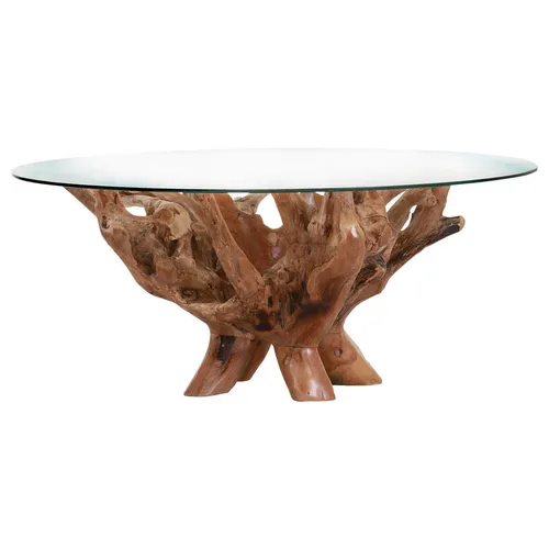 Livetastic KONFERENČNÍ STOLEK, barvy teak, dřevo, sklo, 110/110/46 cm
