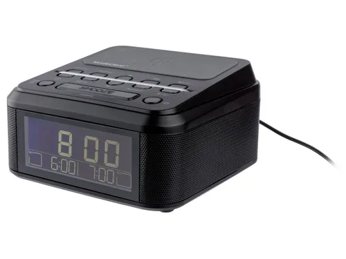 Silvercrest® Rádiový budík s Bluetooth® Surq 4 A1 s nabíjecí stanicí Qi® (černá)