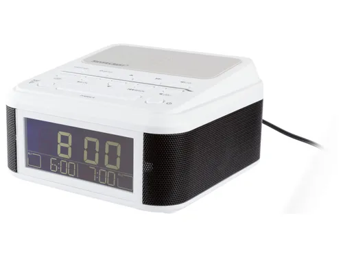 Silvercrest® Rádiový budík s Bluetooth® Surq 4 A1 s nabíjecí stanicí Qi® (bílá)
