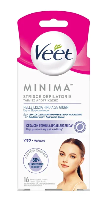 Veet Minima Strisce Depilatorie Viso 16 Pezzi