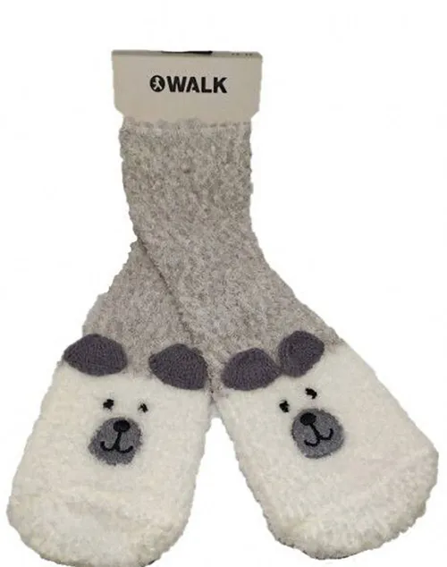 Walk Παιδικες Χνουδωτες Καλτσες Με Ζωακια & Αντιολισθητικο Πατο W1800-2-01 White