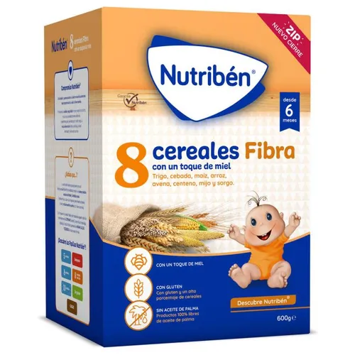 Nutribén Papilla 8 Cereales con Miel Fibra 600 gr