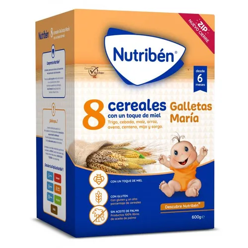 Nutribén Papilla 8 Cereales con Miel Y Galletas María 600 gr