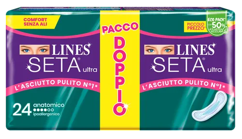 Lines Seta Ultra Assorbenti Anatomico Vp Dwct 24 Pezzi