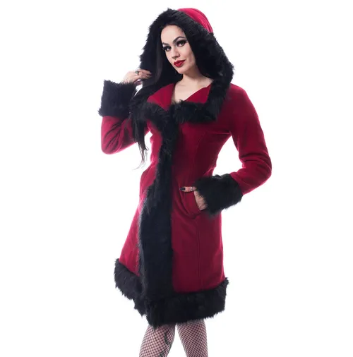 Damen Mantel POIZEN INDUSTRIES - DARK MASE - ROT