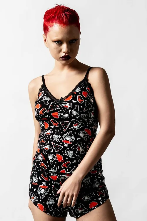 Damen Pyjama Tank Top KILLSTAR - Gnomies Cami - Schwarz