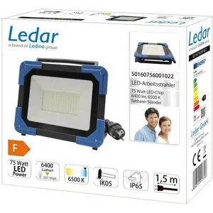 Ledino LED byggstrålkastare Ledar 6 500 K 120° svart 75 W