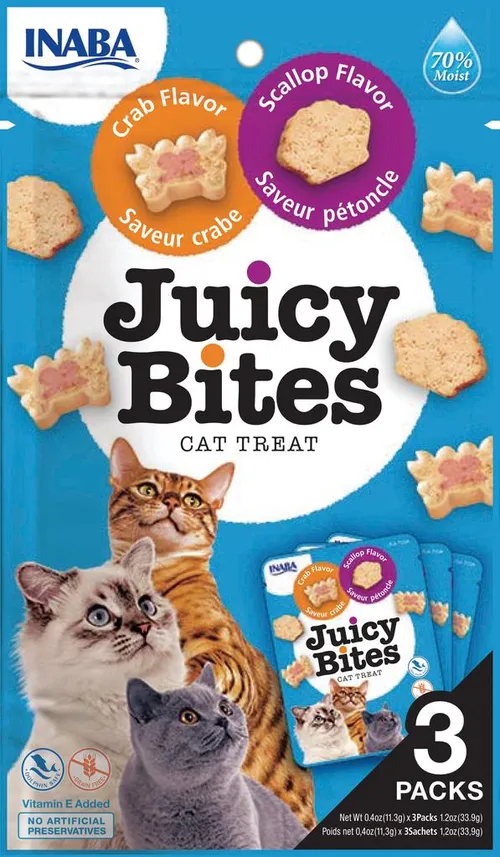 INABA Cat Juicy Bites - s krabem a mušlemi 3 x 11,3 g