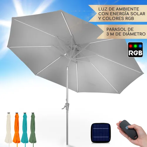 Calais Parasol LED blumfeldt marco de aluminio cubierta de poliéster UV 50