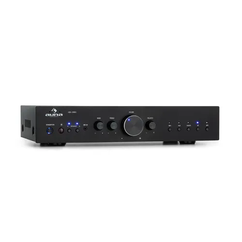 Auna AV2-CD608BT Amplificador estéreo Hi-Fi 4x100W RMS BT Entrada óptica digital USB Negro