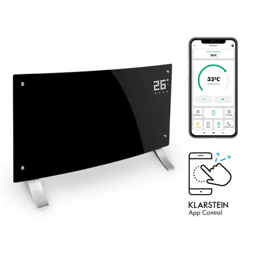 Klarstein Bornholm Curved Smart Convector 2000W Control vía app Negro