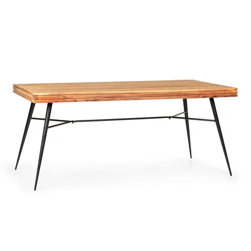 Besoa Vantor Mesa de comedor de madera de acacia Estructura de hierro 175 x 78 x 80 cm Madera