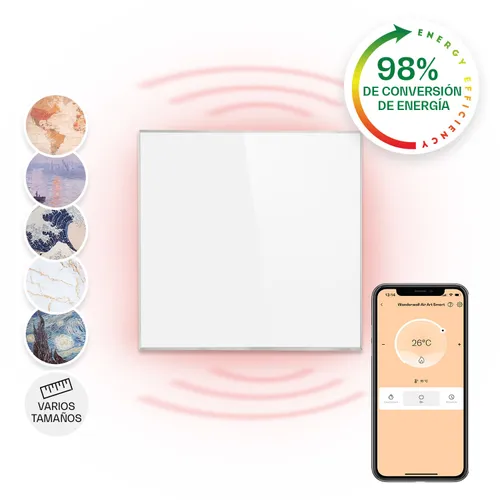 Klarstein Wonderwall Smart Panel calefactor infrarrojo 60x60cm 360W Temporizador semanal IP24 Blanco