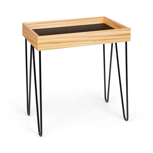 Besoa Little Lyon Mesita de café de melamina /MDF con contrachapado Marco de acero Negra