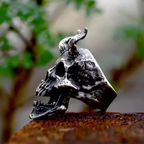 prsten Satanic Skull Horn