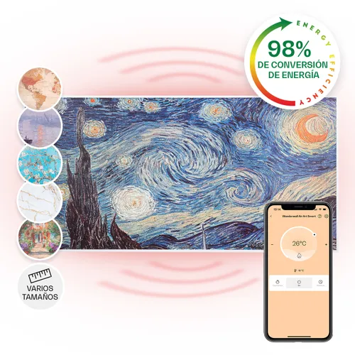 Klarstein Wonderwall Air Art Smart Panel calefactor infrarrojo 120x60cm 700W App Noche estrellada
