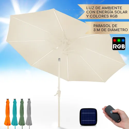 Calais Parasol LED blumfeldt marco de aluminio cubierta de poliéster UV 50
