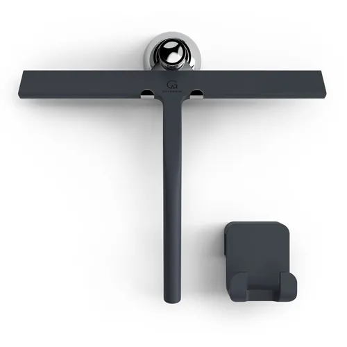 Gütewerk by blumfeldt Rasqueta limpiacristales para ducha 28 cm revestimiento de silicona núcleo de acero inoxidable diseño moderno