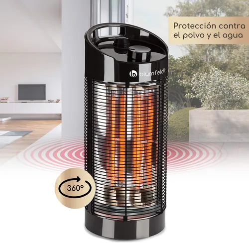 Blumfeldt Heat Guru 360 Calefactor columna 1200/600 W 2 niveles de calor IPX4 Negro