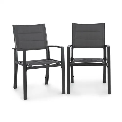 Blumfeldt Torremolinos sillas de jardín 2 unidades aluminio ComfortMesh gris oscuro