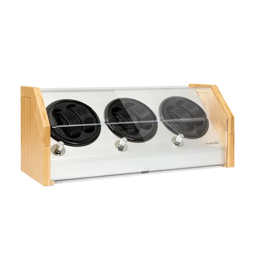 Klarstein Garonne 6 watch winder, 3 plato giratorio, 6 relojes, 3 velocidades, 4 modos, bambú