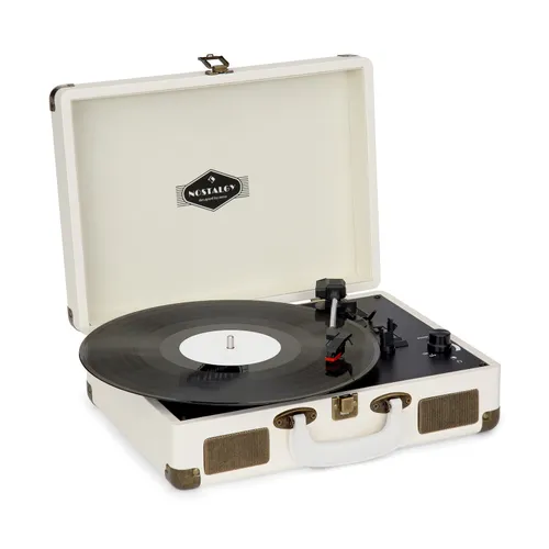 Nostalgy by auna Peggy Sue Tocadiscos retro LP USB AUX crema/aspecto de latón