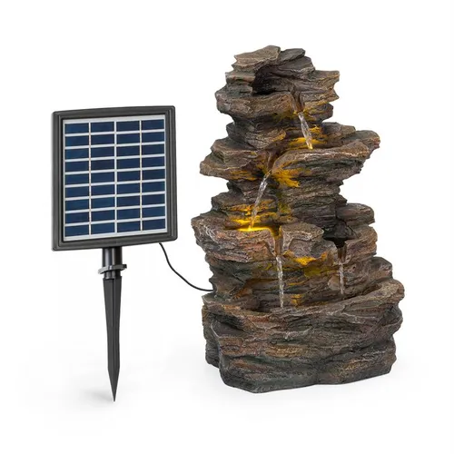 Blumfeldt Messina Fuente solar de cascada Fuente para jardín 4 niveles Batería