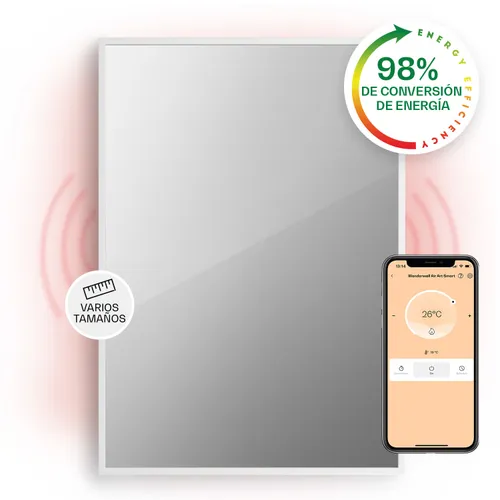 Klarstein La Palma 750 calentador inteligente 2 en 1 Convector de infrarrojos 85 x 60 cm 750 W Espejo frontal