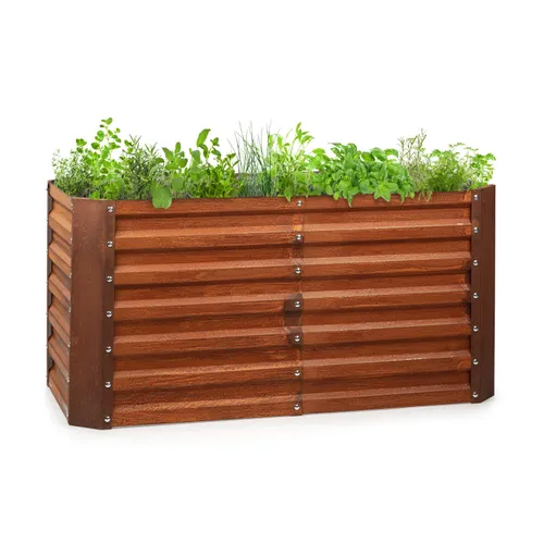 Blumfeldt Rust Grow Macetero elevado de chapa de acero galvanizado con acabado oxidado
