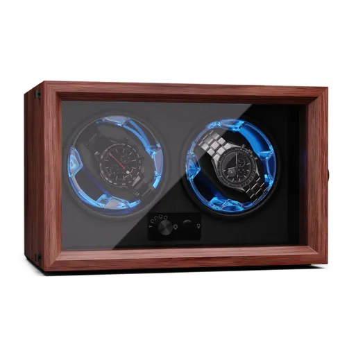 Klarstein Brienz 2 cuerda de reloj, 2 relojes, 4 modos, aspecto de madera, iluminación interior azul
