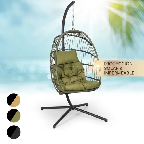 Blumfeldt Biarritz Silla Colgante Individual Asiento Cojín Poliéster Aluminio Poliratán 130 kg