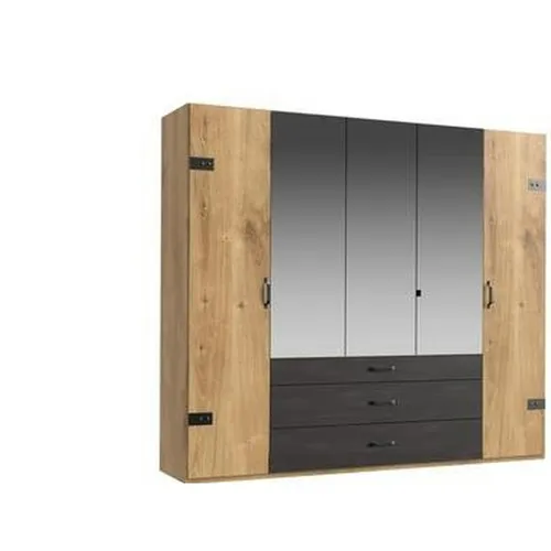 MID.YOU ŠATNÍ SKŘÍŇ SE ZRCADLEM, barvy grafitu, barvy dubu, 250/216/58 cm