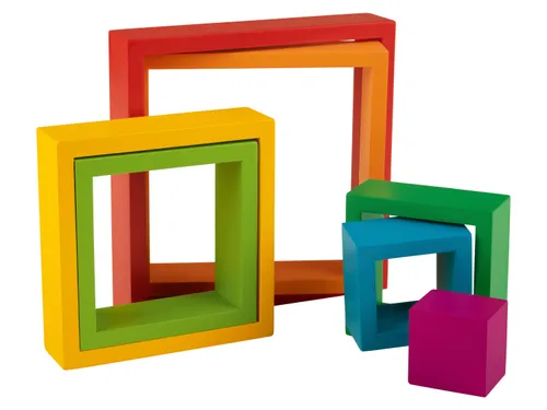 Playtive Dřevěná duhová skládačka Montessori (skládací čtverce)