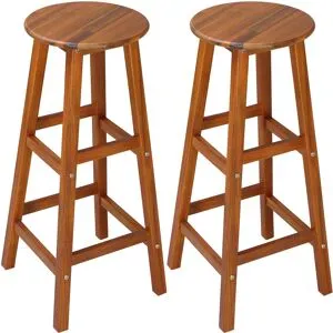 Casaria® Barhocker 2er-Set Akazienholz 76x34x34cm