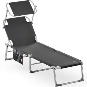 Casaria® Sonnenliege Ibiza Grau 190x59x29cm Alu Sonnendach