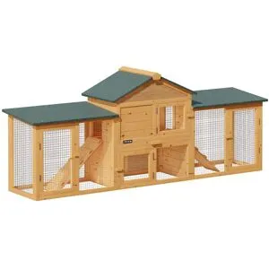 Cadoca® Hasenstall Kaninchenstall 2 Etagen 204x45x84cm
