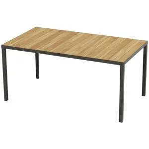 Vente-unique Table à manger de jardin en acacia et aluminium anthracite - 6 couverts - L160 cm - MILIES de MYLIA