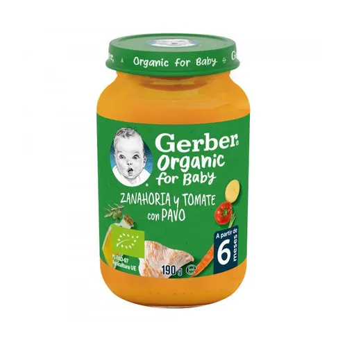 Gerber Organic Tarrito Zanahoria, Tomate y Pavo 190 gr
