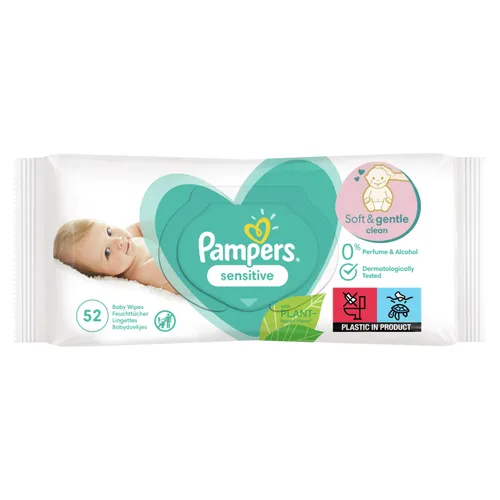 Pampers Sensitive Baby Dětské Čisticí Ubrousky 12 balení = 52 Čisticích Ubrousků