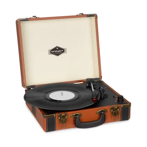 Auna Jerry Lee BT Tocadiscos Bluetooth USB grabación y reproducción Marrón